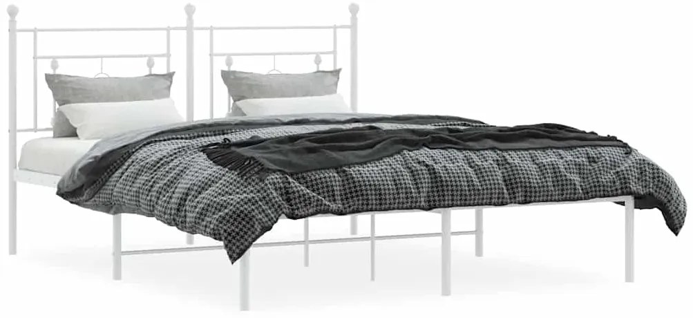 Estrutura de cama com cabeceira 150x200 cm metal branco