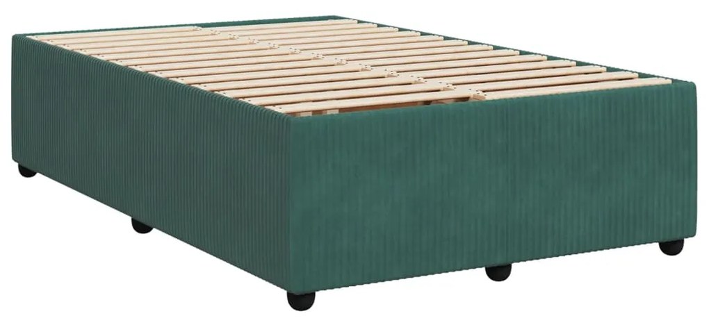 Cama boxspring com colchão 120x200 cm veludo verde-escuro