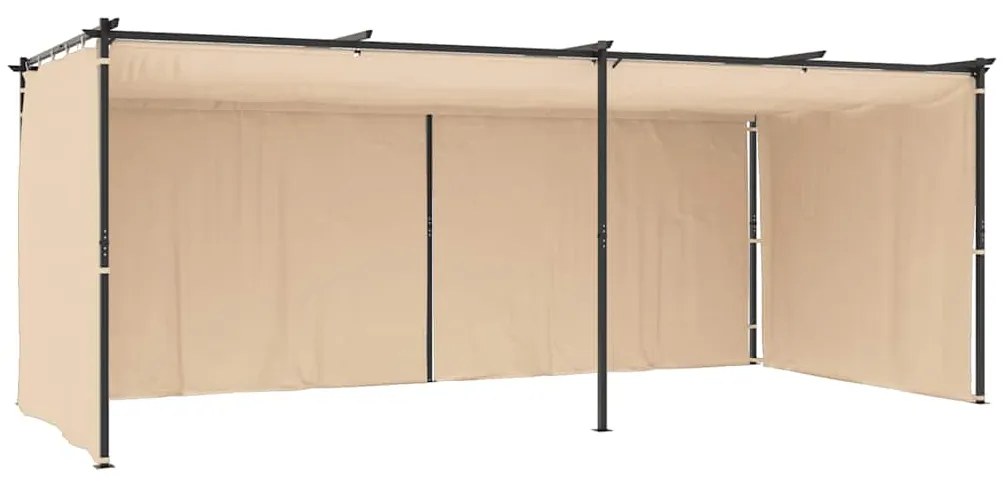 Gazebo com cortinas 3x6 m aço creme