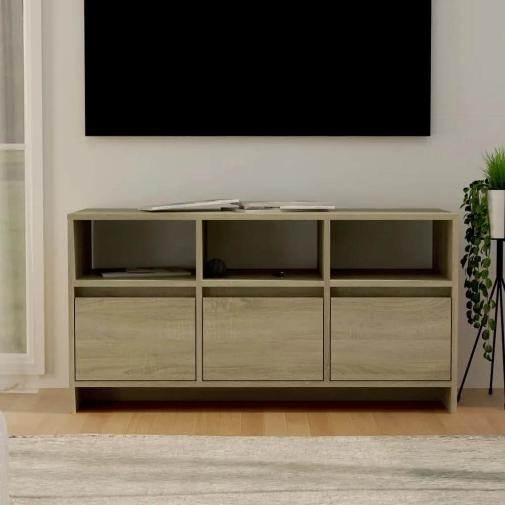 vidaXL Móvel de TV 102x37,5x52,5 cm derivados madeira carvalho sonoma