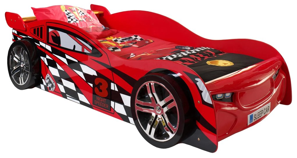 Conjunto cama Carro NIGHT SPEEDER + GUARDA ROUPA BOMBA GASOLINA VERMELHO