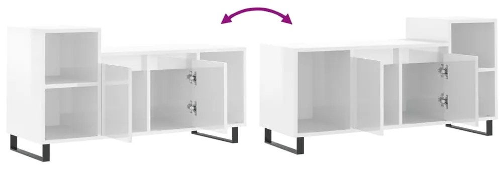 Móvel para TV 100x35x55 cm derivados madeira branco brilhante