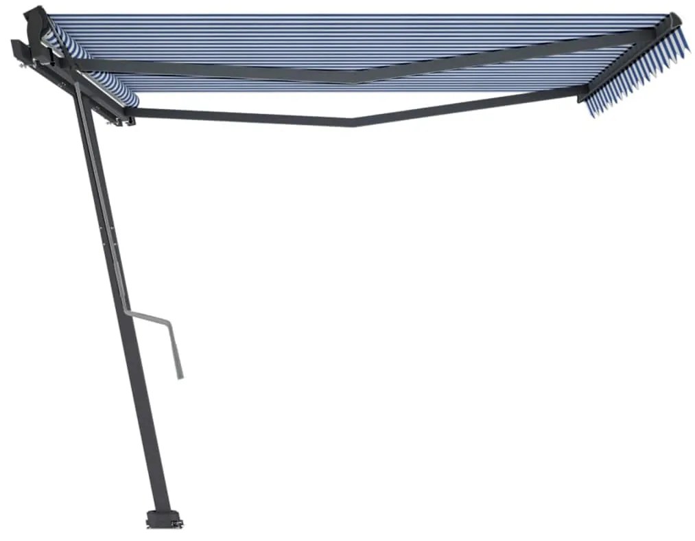 Toldo retrátil manual independente 450x350 cm azul e branco
