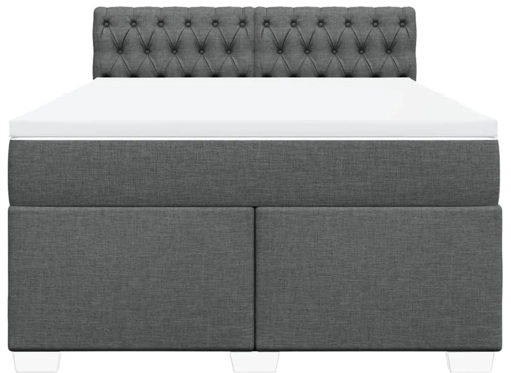 Cama com molas/colchão 140x200 cm tecido cinzento-escuro