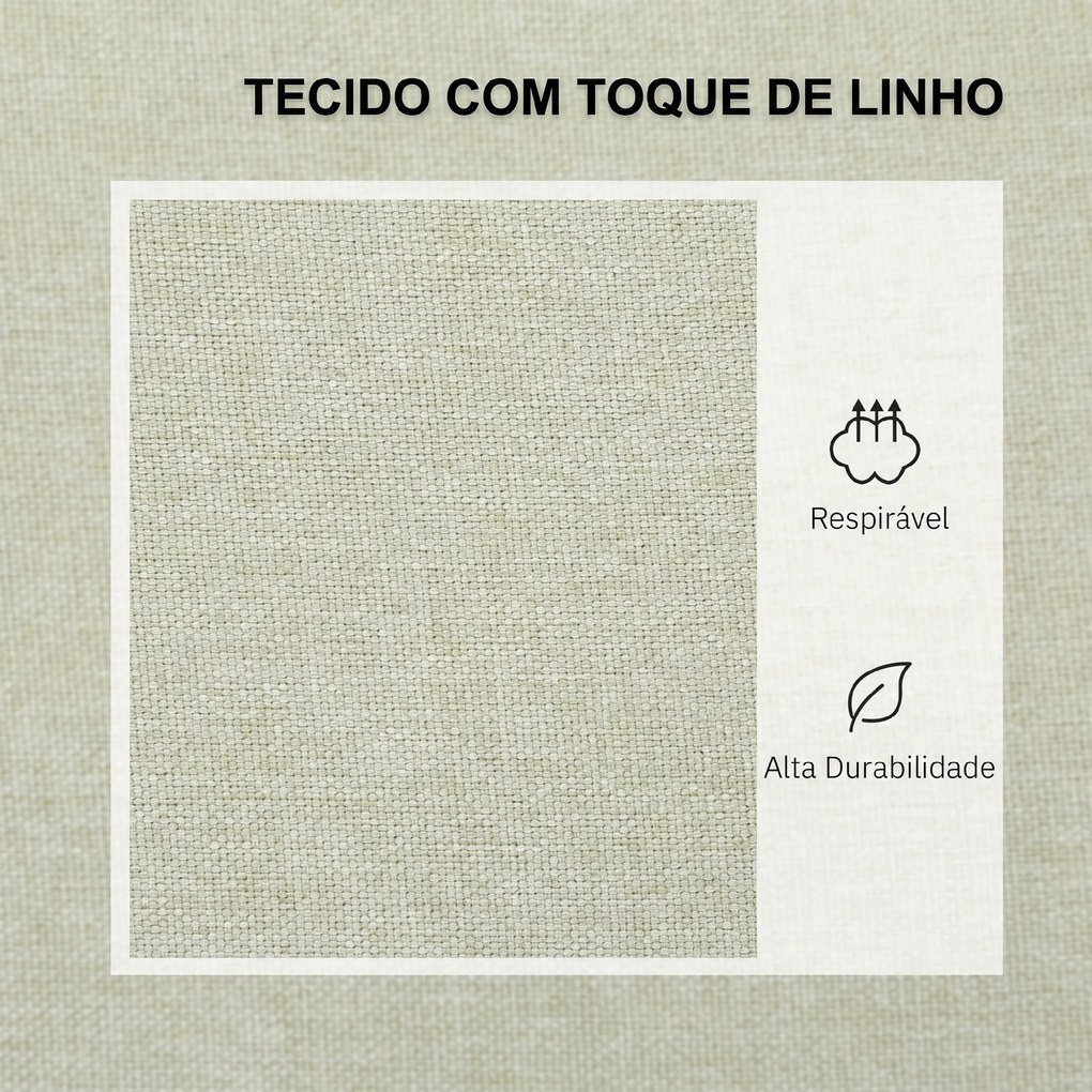 Sofá de 2 Lugares Estofado em Linho Sintético com Espaço de Armazenamento 2 Almofadas e Pés de Madeira 135x71x84 cm Bege