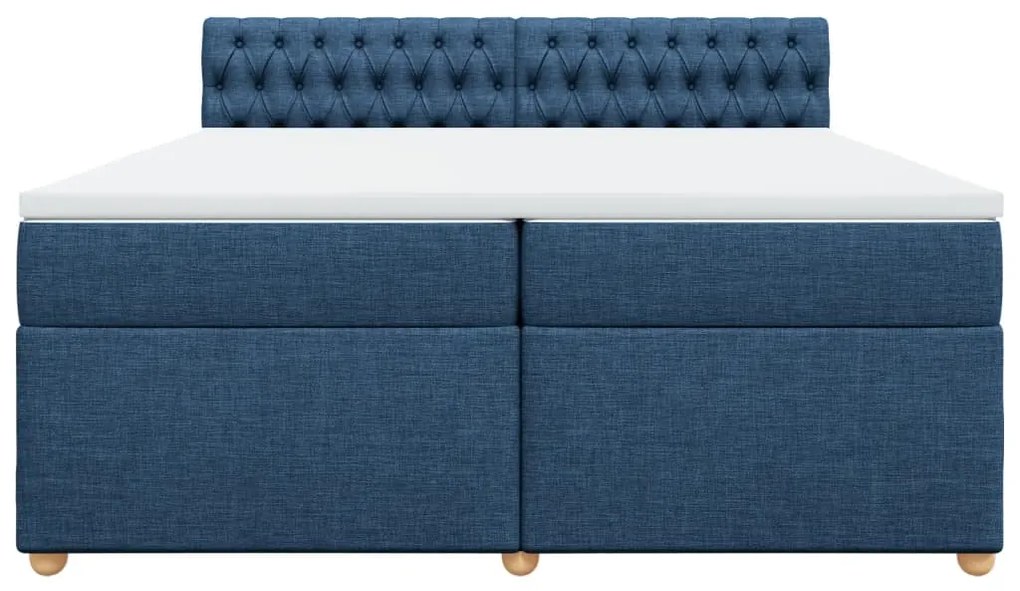 Cama com molas/colchão 200x200 cm tecido azul