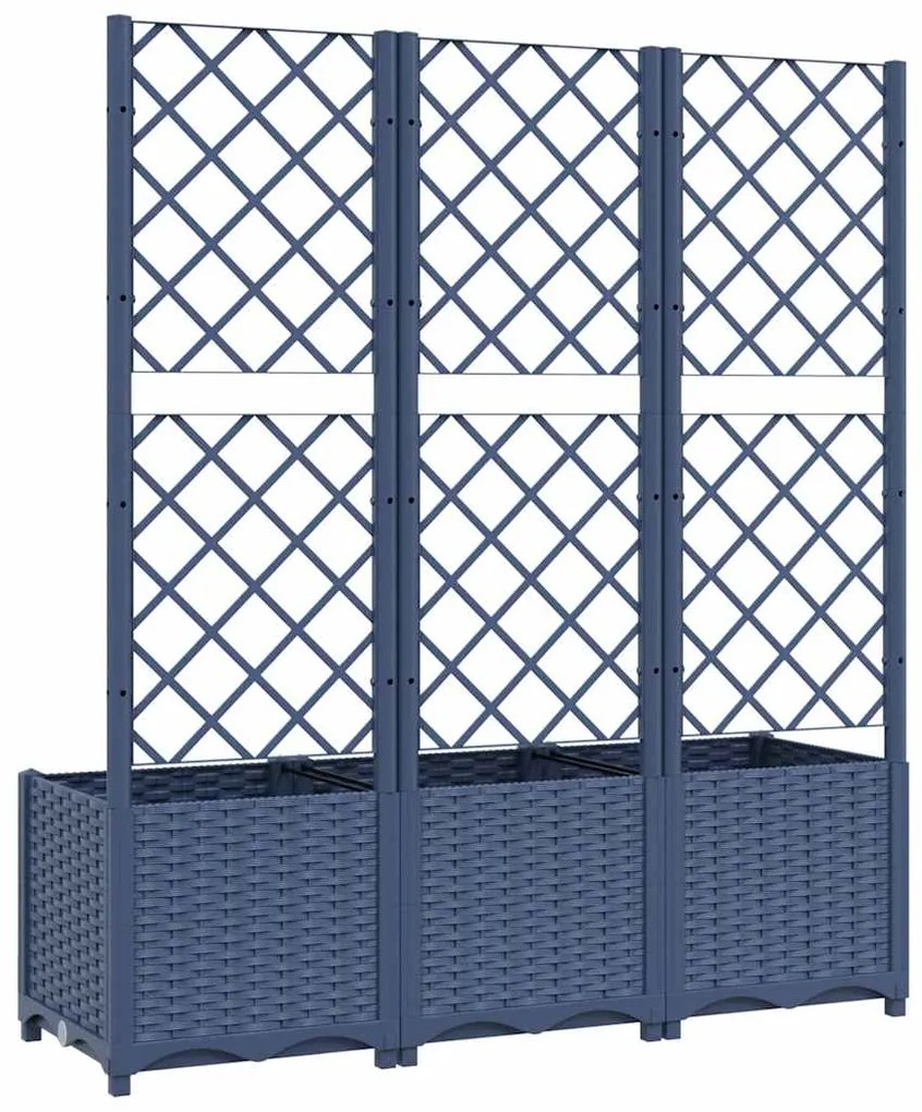 Vaso/floreira jardim c/ treliça 120x40x136 cm PP cinzento azul