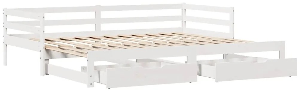 Sofá-cama com gavetão e gavetas sem colchão 90x190 cm branco