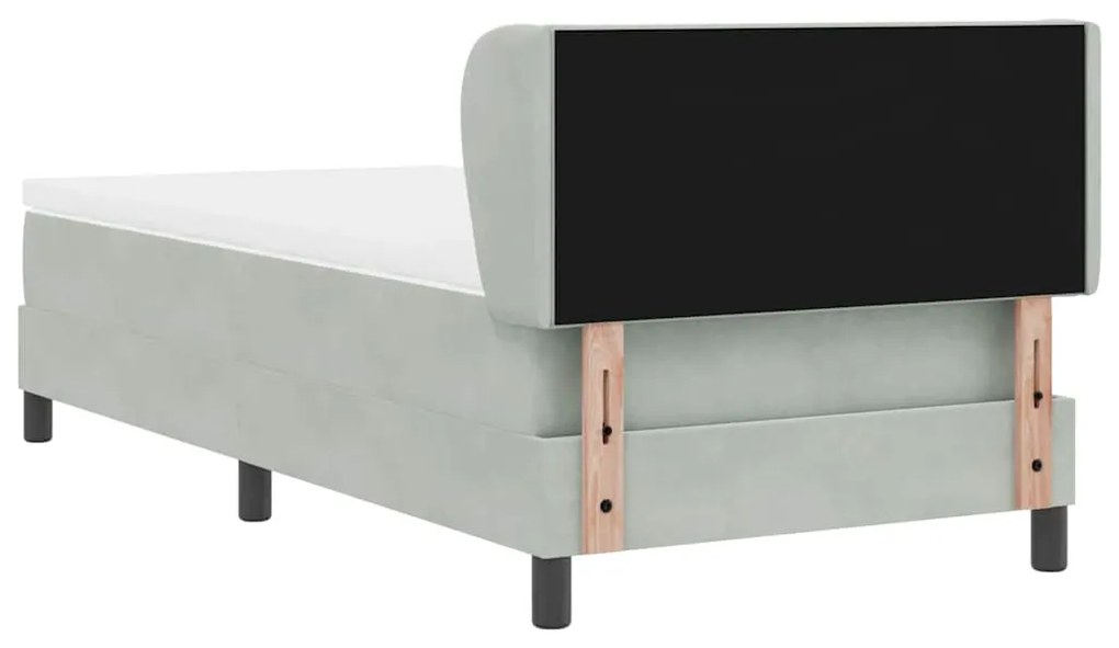 Cama Box Spring vidaXL com Colchão Cinza Claro 90x190 cm Veludo