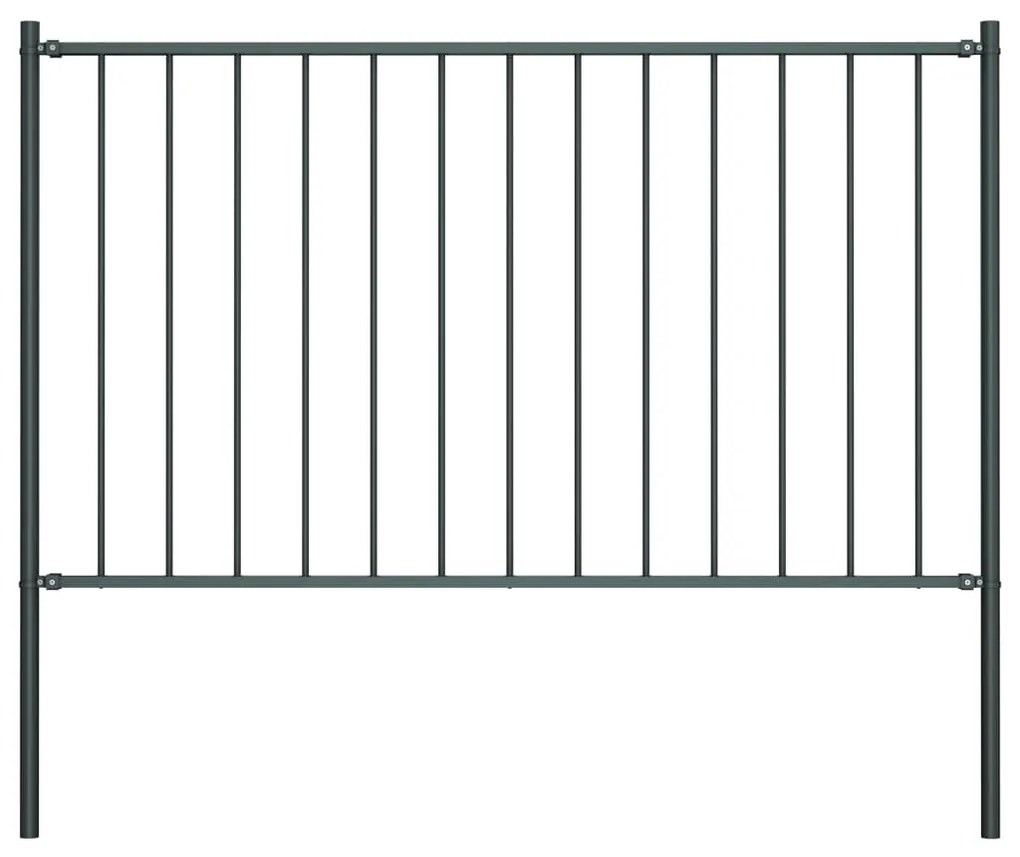 Painel vedação c/ postes aço revestido a pó 1,7x1,25m antracite