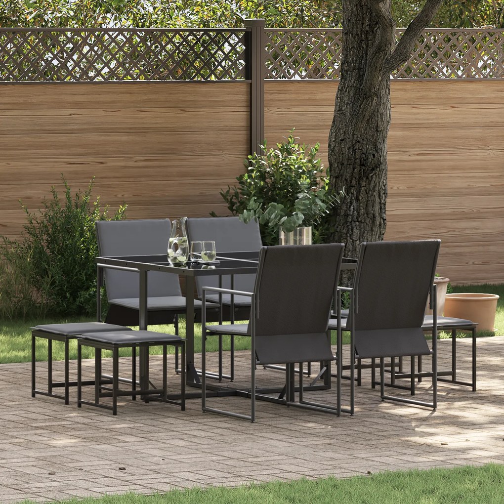 Conjunto de Jantar de Jardim com 10 Peças e Almofadas em Aço e Textilene