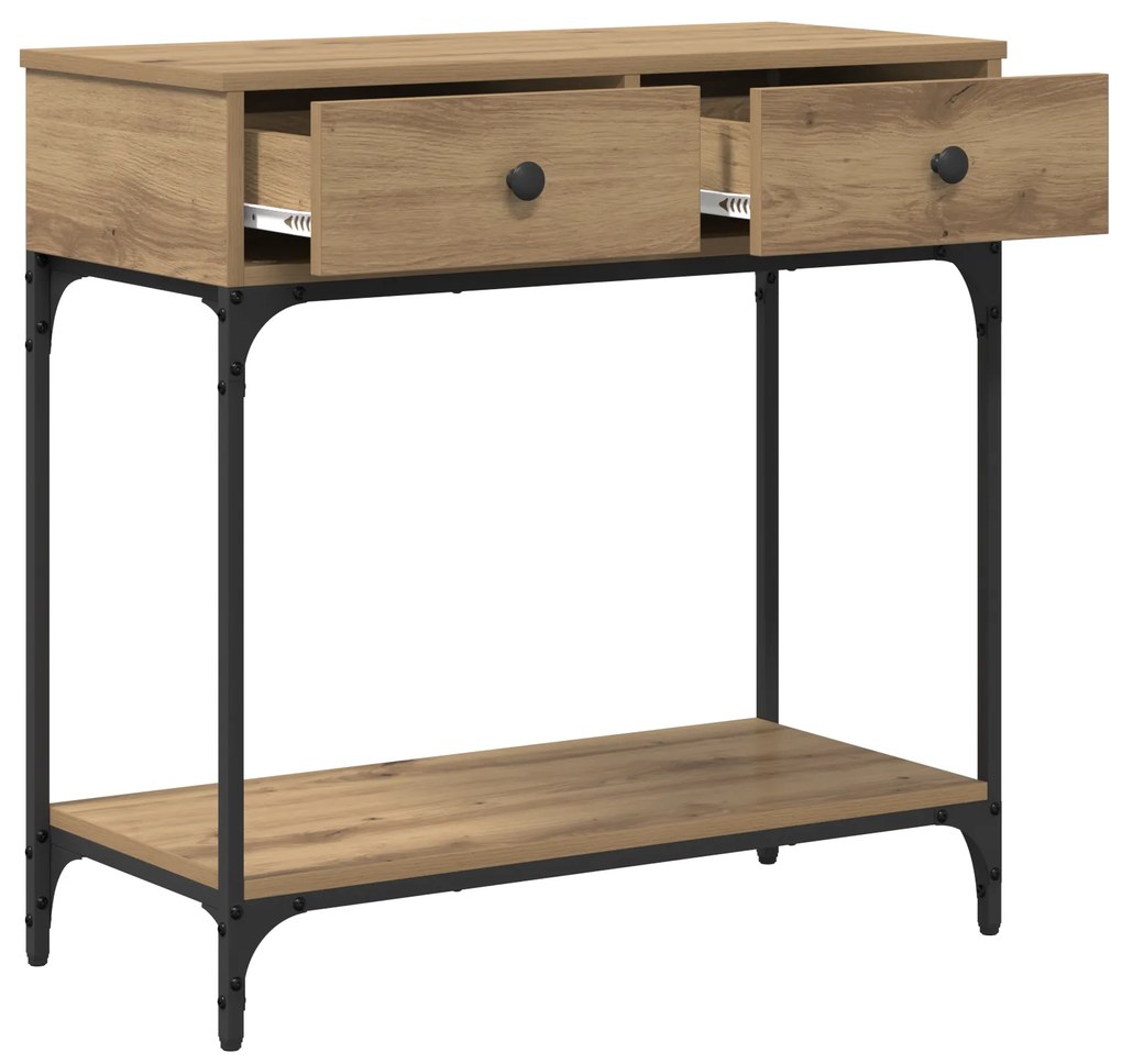 Mesa de Console Carvalho Artesanal 75x34.5x75 cm Madeira de Engenharia
