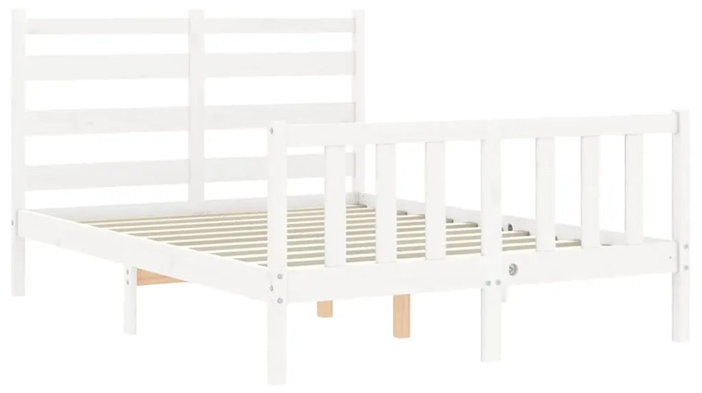 Estrutura de cama com cabeceira 140x190cm madeira maciça branco