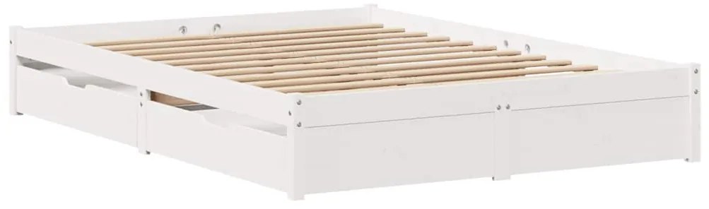 Cama sem colchão 150x200 cm madeira de pinho maciça branco