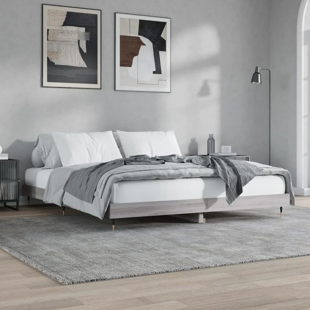 Estrutura de cama sem colchão 160x200 cm sonoma cinzento