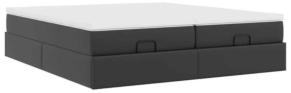 Estrutura de cama otomana com colchões pele artificial preta