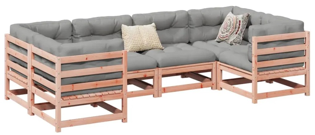vidaXL 6 pcs conj. sofás jardim c/ almofadões madeira abeto-de-douglas