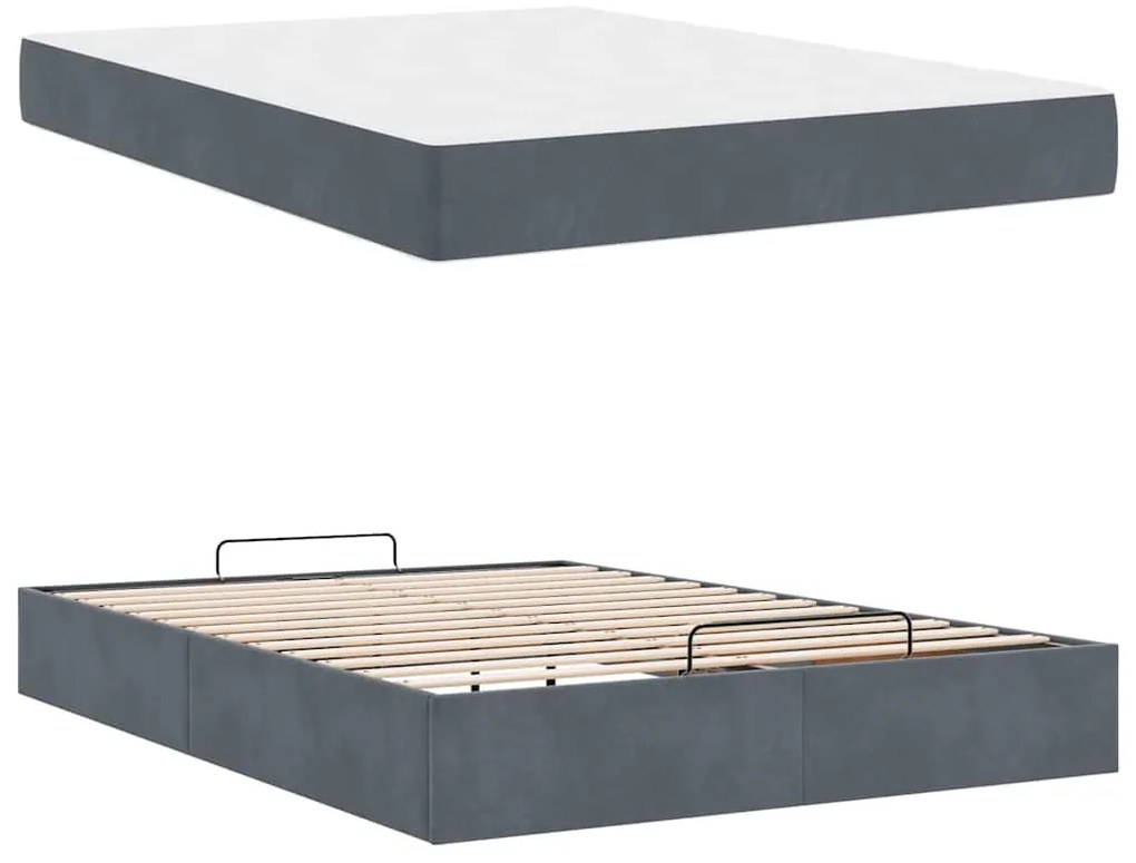 Estrutura da Cama Cinzento escuro 140 x 200 cm Veludo