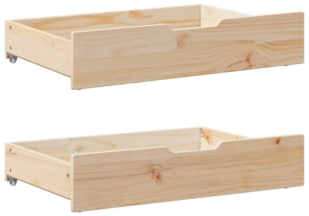 Gavetas para cama com rodas 2 pcs 80x55x16 cm pinho maciço