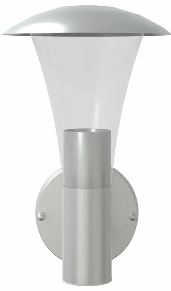 Candeeiros de parede p/ exterior 2 pcs aço inoxidável prateado
