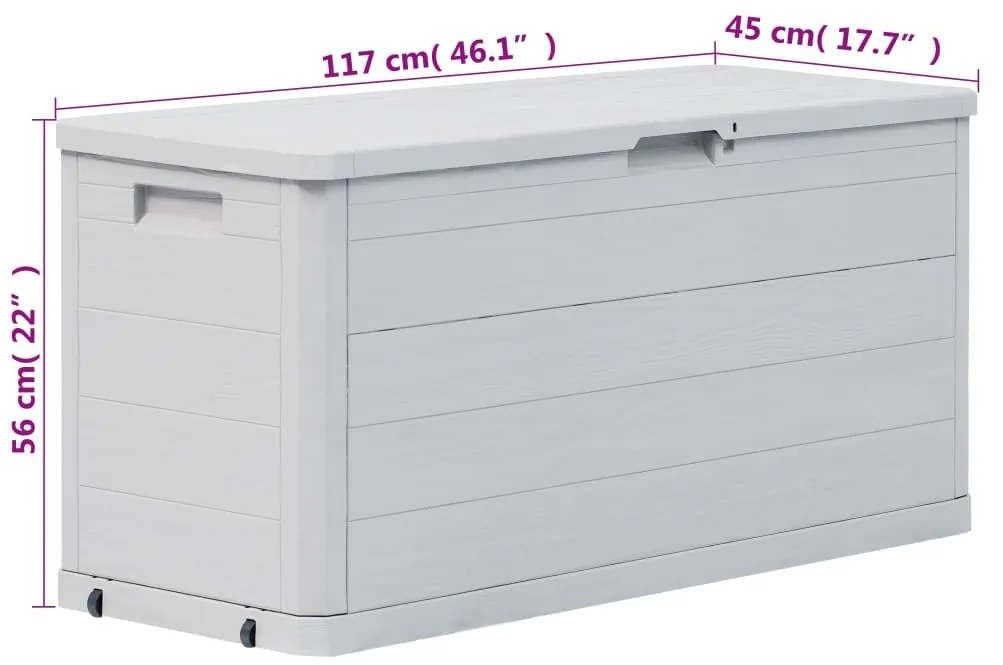 Caixa de arrumação para jardim 280 L cinzento-claro