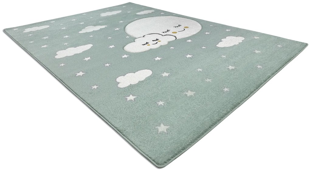 Tapete PETIT MOON estrelas, nuvens verde
