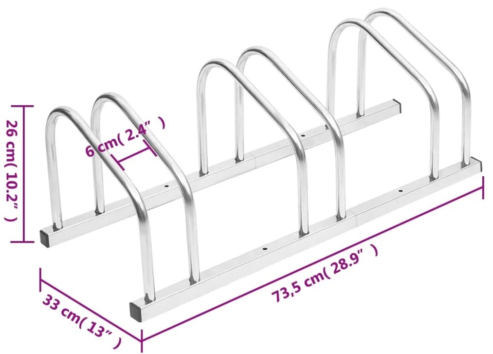 Suporte para 3 bicicletas aço galvanizado