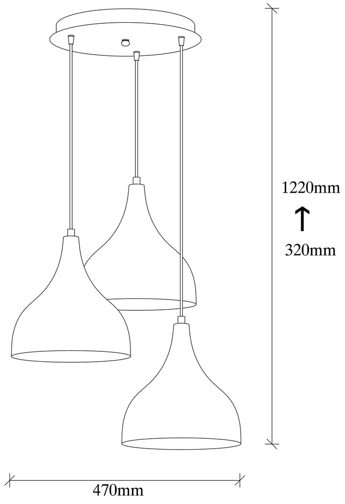 Candeeiro de Teto Saglam – Cobre/Preto – 47 x 16 cm