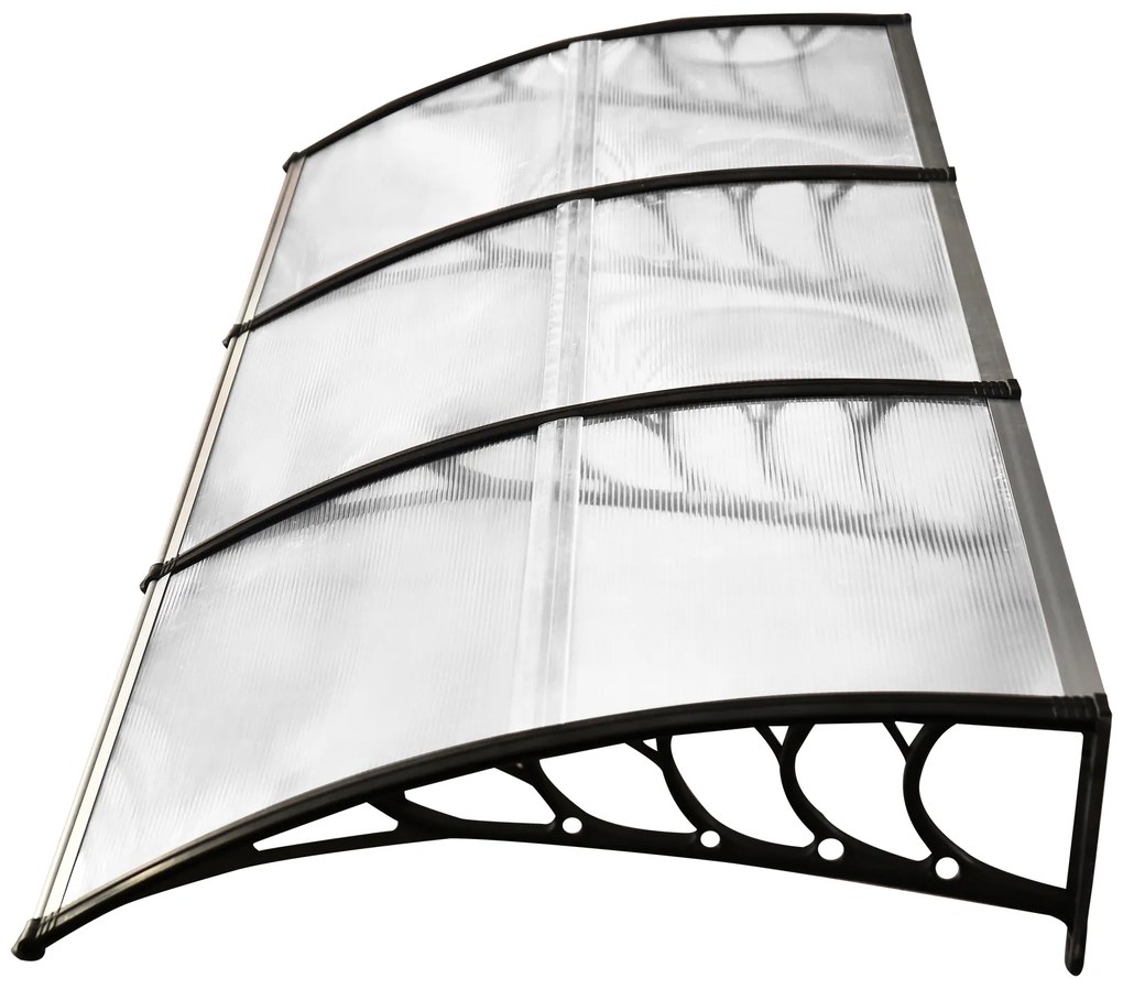 Outsunny Cobertura telhado para portas janelas toldo Terraços de policarbonato de 5mm Transparente Proteção contra chuva e sol 90x295x25cm