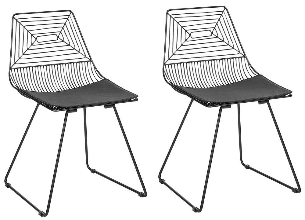 Conjunto de 2 cadeiras de jantar em metal preto BEATTY Beliani