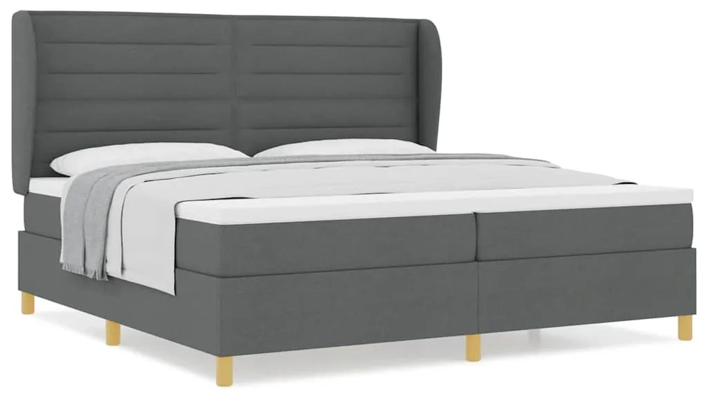 Cama Box Spring vidaXL com Colchão Cinza Escuro 200x200 cm Tecido