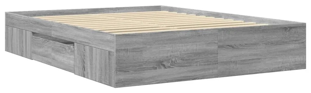 Estrutura de cama 150x200 cm derivados de madeira cinza sonoma