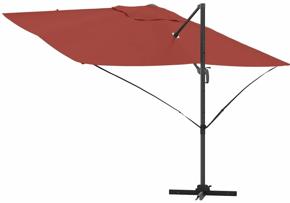 Guarda-Sol Cantilever Roma Terracota 352x251x260 cm de Alumínio