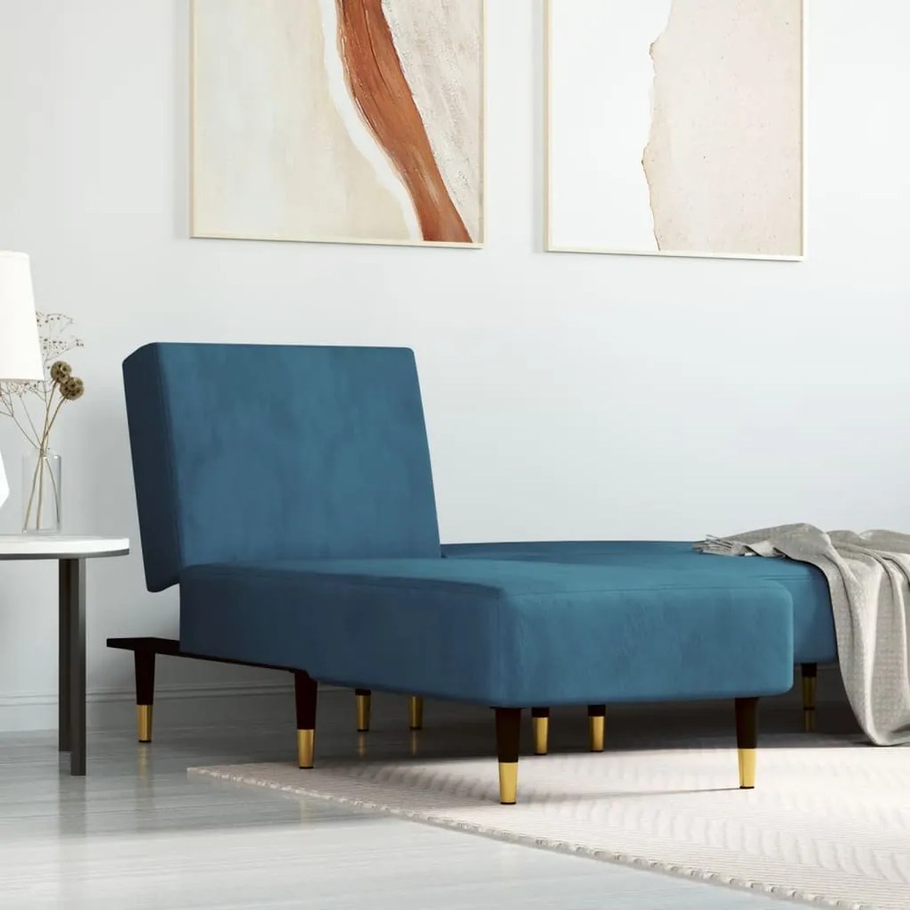 Chaise longue veludo azul