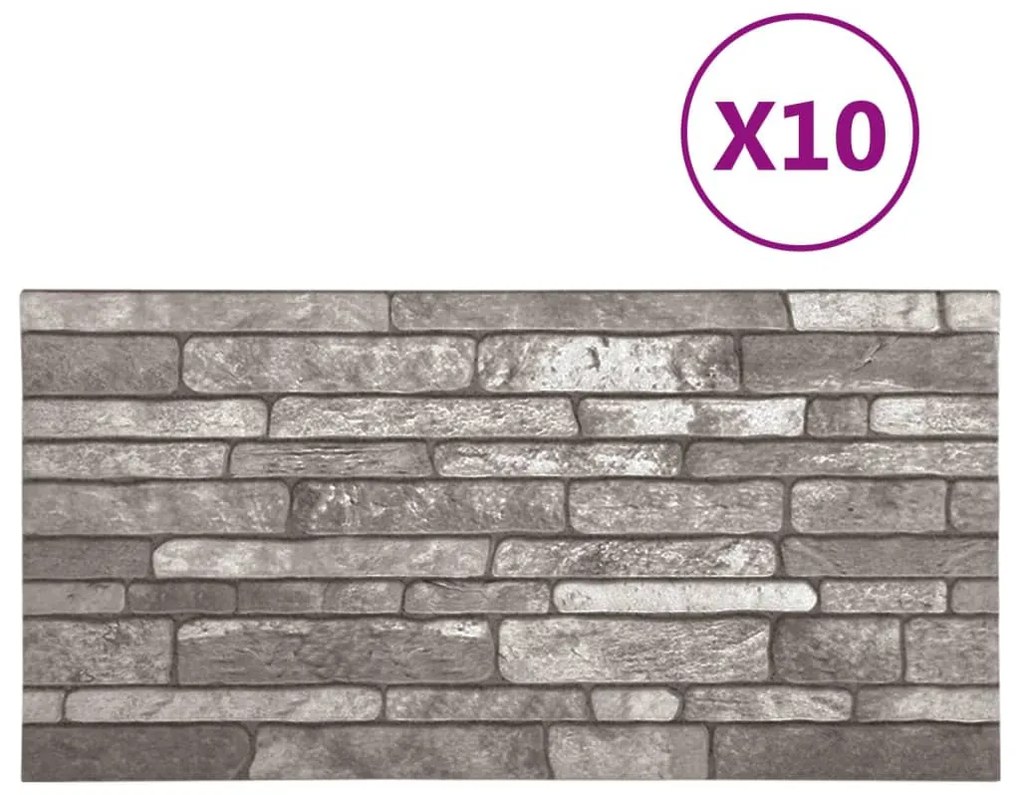 Painéis de parede 3D design tijolos cinzentos-escuros 10 pcs EPS