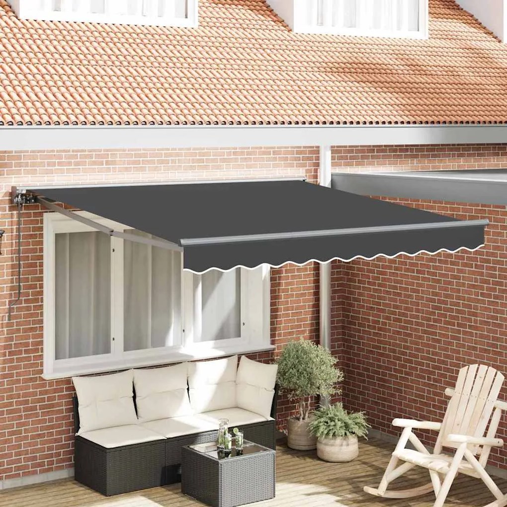 vidaXL Toldo Retrátil Manual Antracite 300 x 250 cm Poliéster e Metal