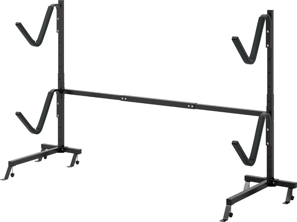 Suporte para caiaque Estante de metal para armazenamento de pranchas de surf ao ar livre Ganchos ajustáveis em 6 alturas Preto