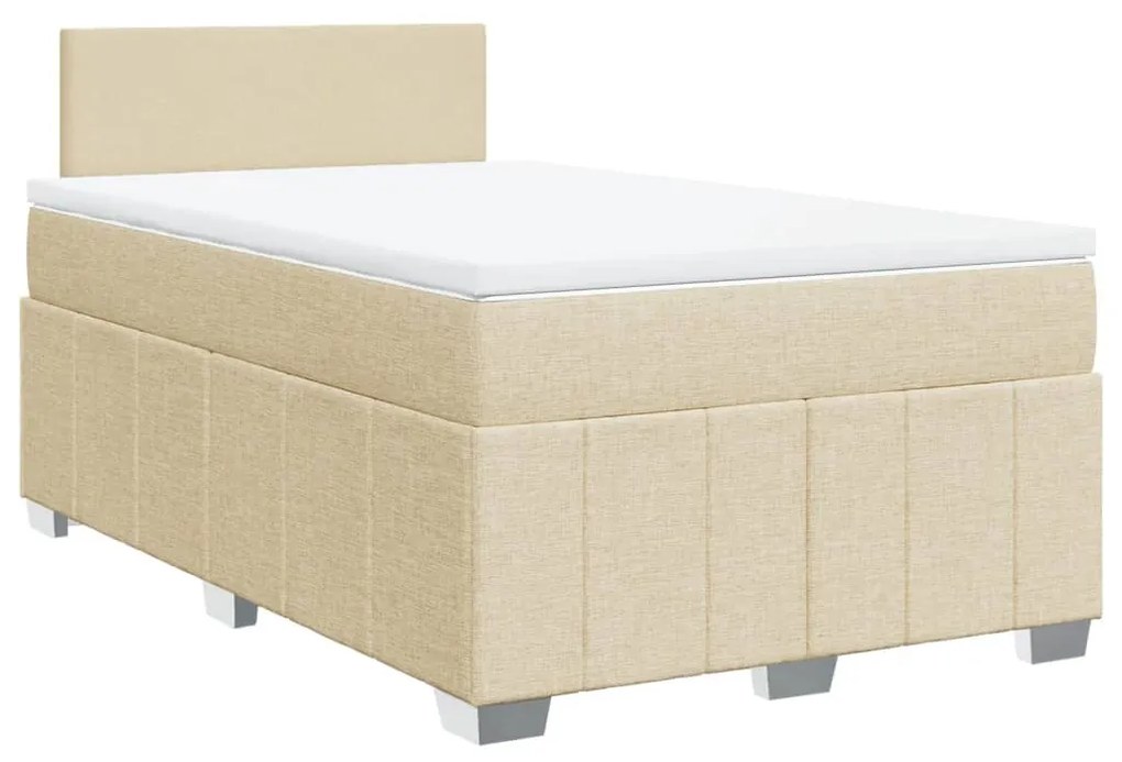 Cama boxspring com colchão 120x190 cm tecido cor creme