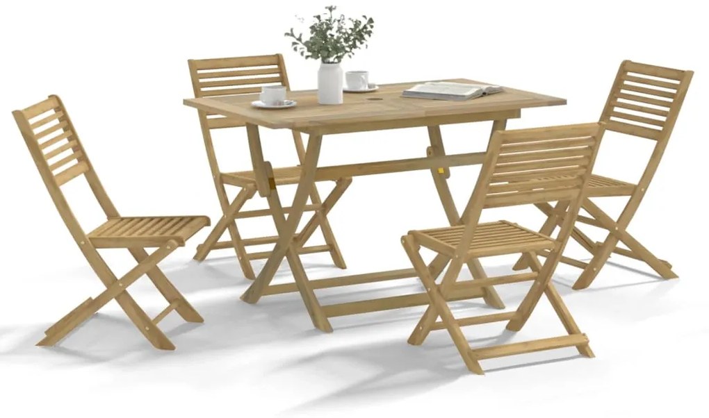 Conjunto de jantar p/ jardim 5 pcs madeira de acácia maciça