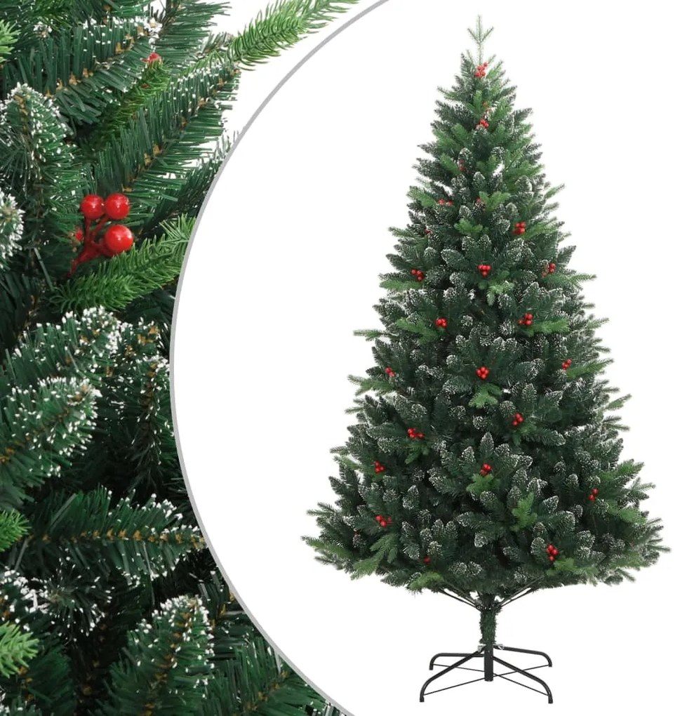 356732 vidaXL Árvore de Natal artificial articulada c/ bagas vermelhas 150 cm