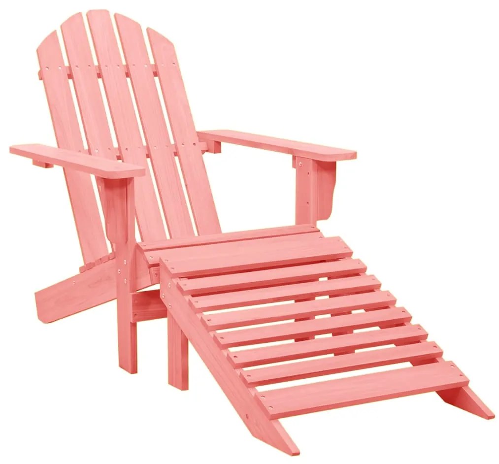 Cadeira Adirondack para jardim com otomano abeto maciço rosa