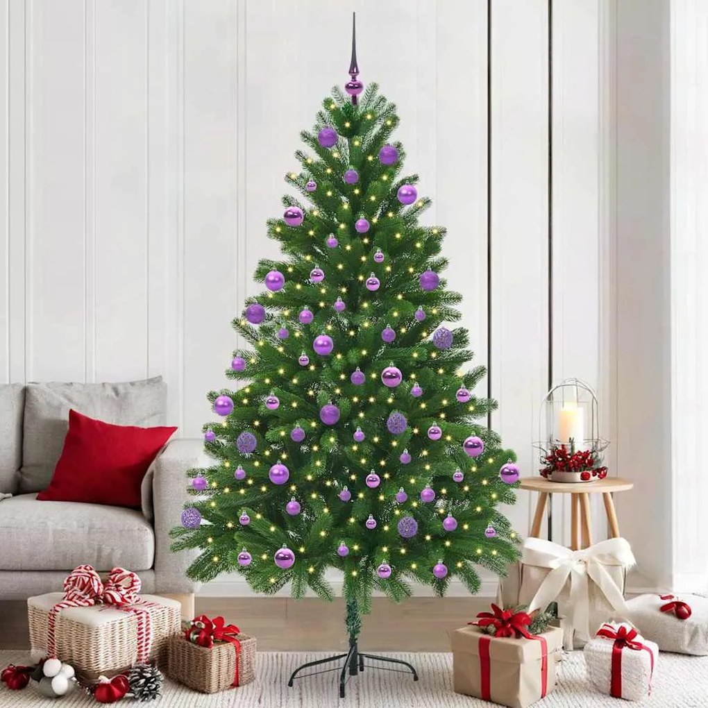 vidaXL Árvore de Natal com 300 LEDs com suporte Verde 210 cm PE