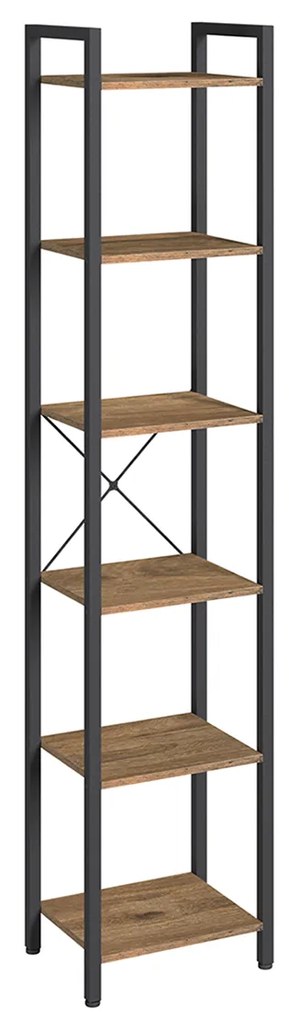 Estante com 6 prateleiras 30 x 40 x 187,5 cm castanho vintage-preto