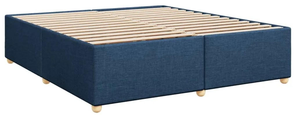 Cama com molas/colchão 200x200 cm tecido azul