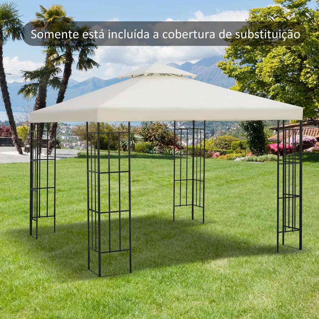 Toldo de Substituição 3x3m para Pérgolas (ESTRUTURA NÃO INCLUIDA) Toldo de Substituição de Pérgolas de Jardim Creme