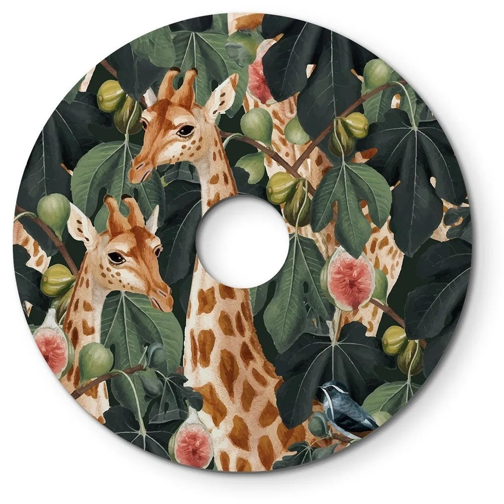 Mini abajur plano Ellepì com animais da selva 'Wildlife Whispers', 24 cm de diâmetro - Fabricado na Itália