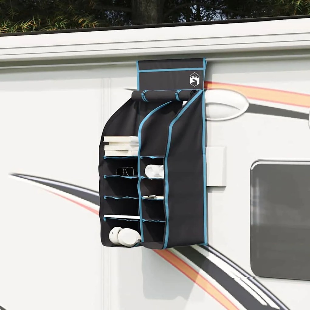 vidaXL Organizador de Tenda Suspenso com 10 Bolsos Preto