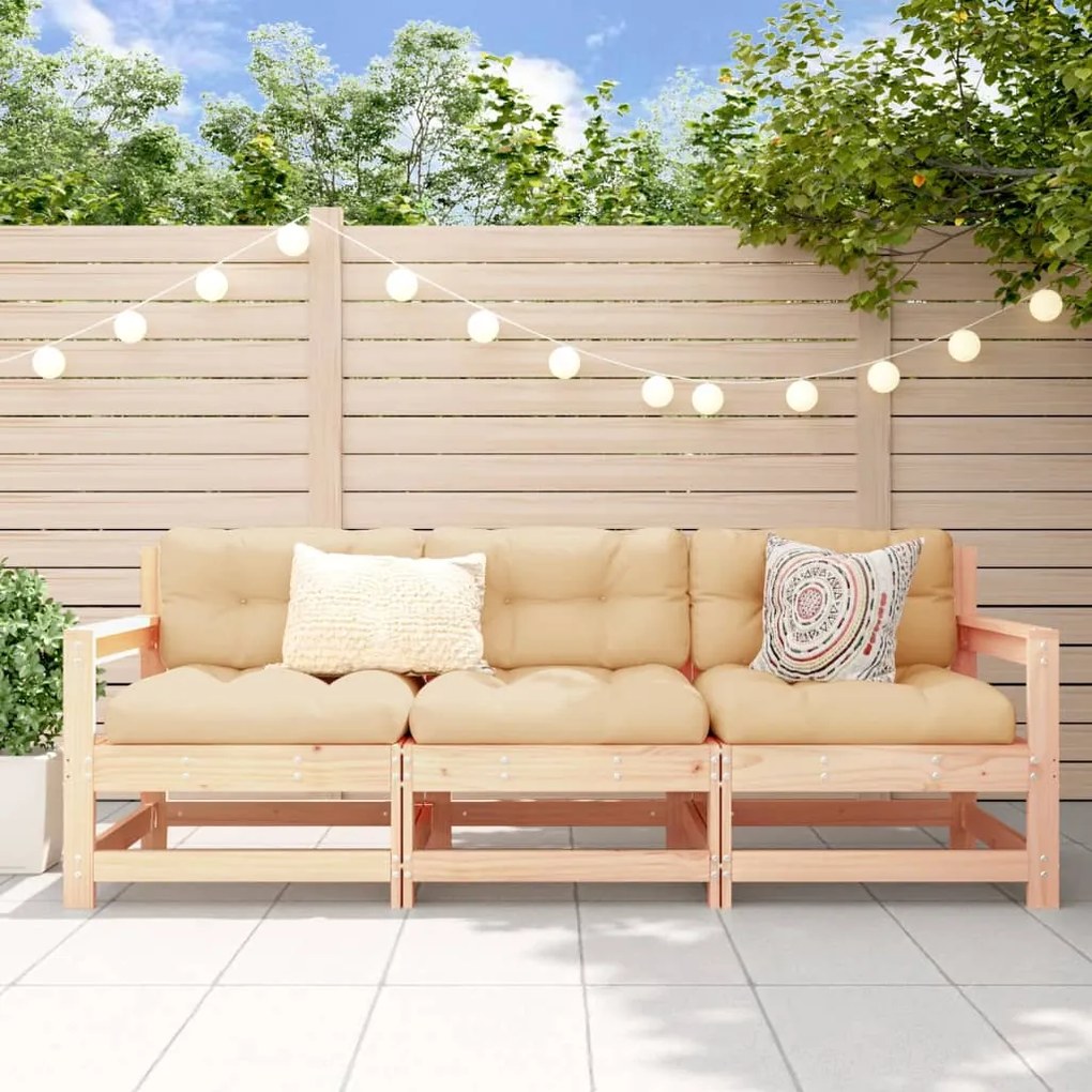 vidaXL 3 pcs conjunto lounge de jardim madeira de pinho maciça