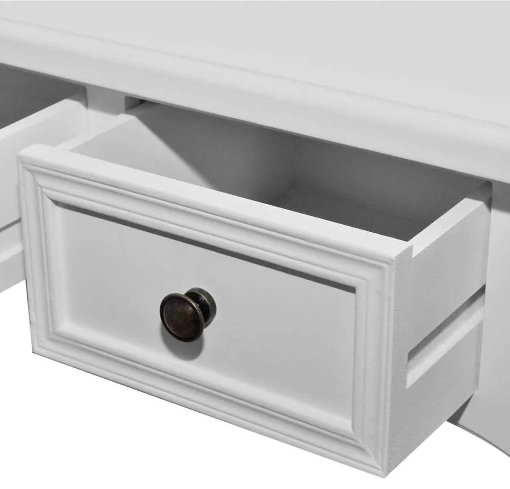 Toucador/mesa consola com três gavetas branco