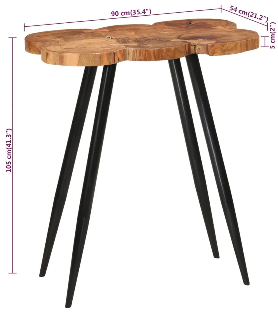 Mesa de bar tronco de madeira 90x54x105 cm acácia maciça